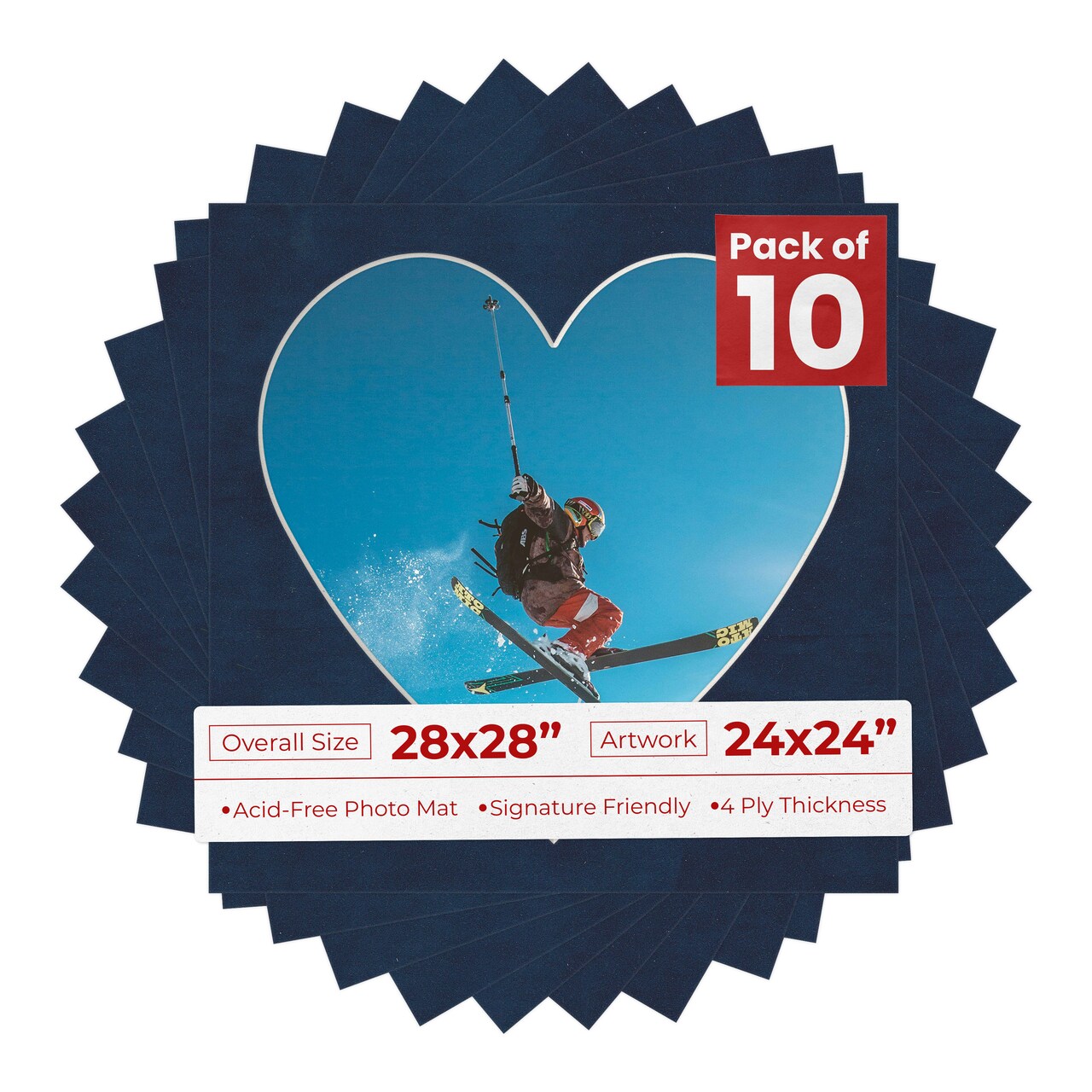 Navy Suede Mat Board for 28x28 Frames - Heart Opening for 24x24 Photos